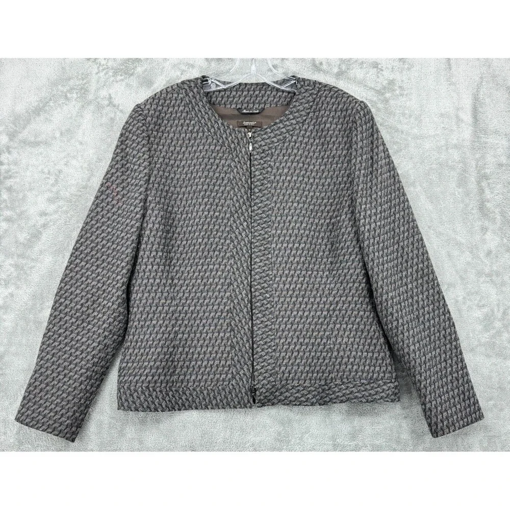Santorelli Blazer Womens 14 Wool Full Zip Career Classic Lined Lightweight Brown